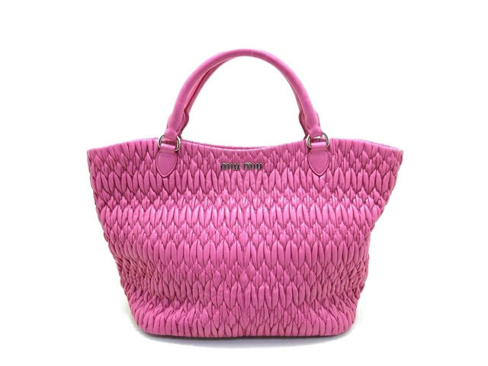 Miu Miu shoulder bag jeweled tote nappa leather pink
